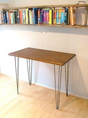 Bespoke handmade hipster wooden hairpin legs dark waxed table / desk. 90 x 50
