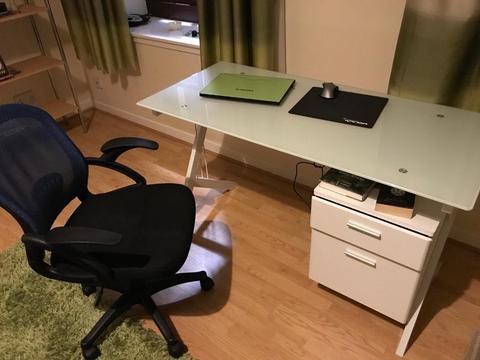 Glass desk with chair