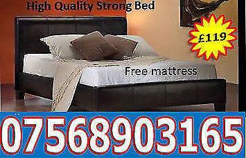 BED HOT OFFER DOUBLE LEATHER RIO BED AND MATT BRAND NEW FREE quilt 2