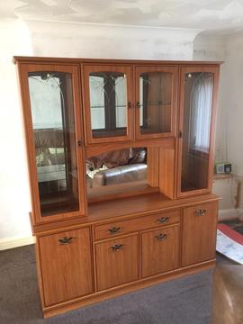 Free Large Display cabinet. Excellent condition. Lights, glass shelves