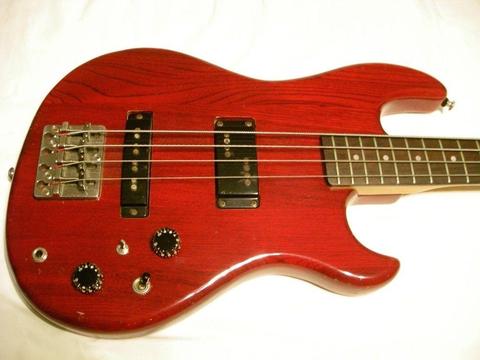 Aria pro II Classic laser active electric bass guitar -Japan - '85-'86- Wine red see thru'