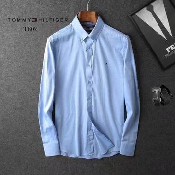 BRAND NEW - Mens Tommy Hilfiger Poplin Shirts Soft Formal Shirt Slim Fit White Blue - Medium Large
