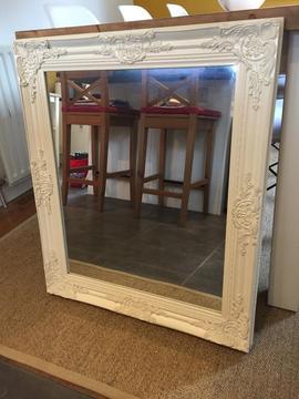 White frame mirror