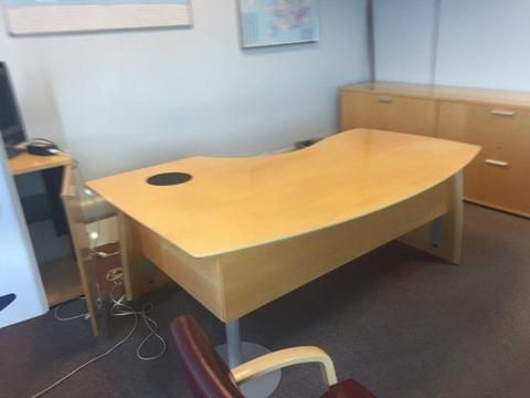 Complete Matching Office Furniture Set, Large Wave /Desk,2 Door Cupboard / Meeting Room Table /