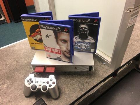 Sony Playstation 2 W/1Controller, 2 memory cards & 3 Games