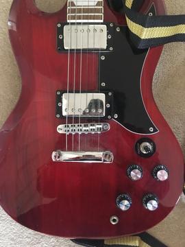 Red Wesley electric guitar (Gibson SG Shape)