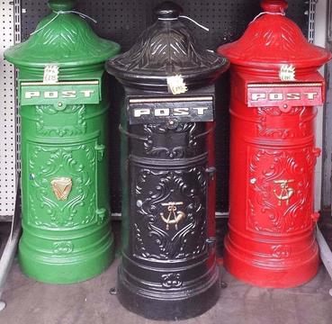 LARGE CAST IRON ROUND POST BOXES