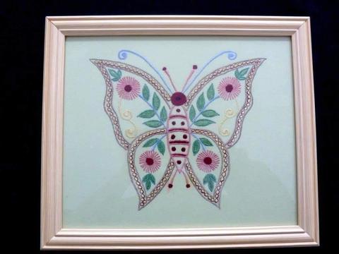 Butterfly Embroidery Artwork Framed Each