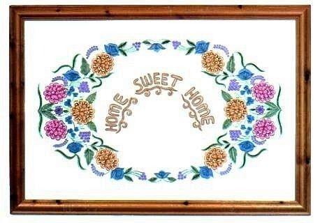 HOME SWEET HOME EMBROIDERY ARTWORK PICTURE FRAMED FROM
