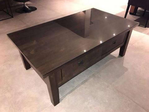Solid Wood Coffee Table with Glass Top, (RRP £300)