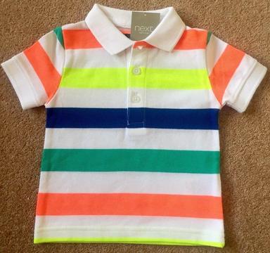 BNWT Next Baby Boy Bright Stripe Polo Shirt 6 - 9 Months