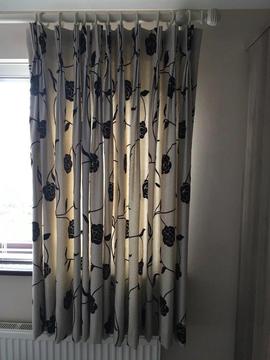 Lined and pencil pleat curtains
