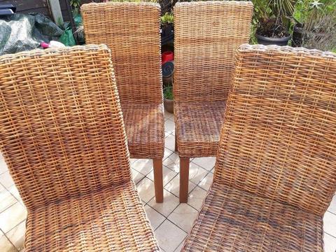 NEXT Set Of Four Rattan High Back Dining Chairs