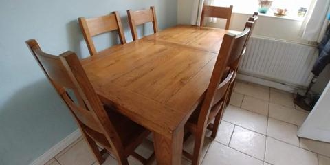 Solid Oak Table and 6 Chairs