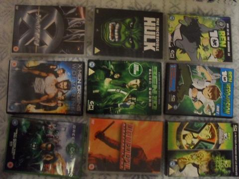 Bundle 15 DVD's Ben 10, Hulk, Green lantern, spiderman, daredevil, x-men