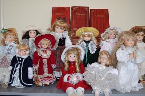 Eleven Porcelain Alberon dolls