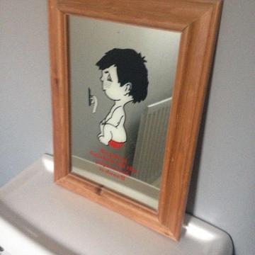 Framed mirror with funny quote