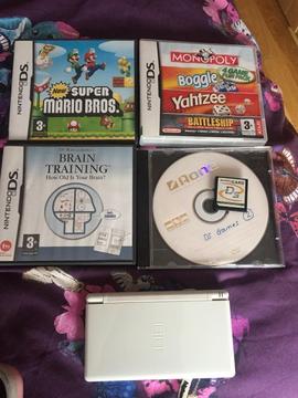 Nintendo ds lite white with games