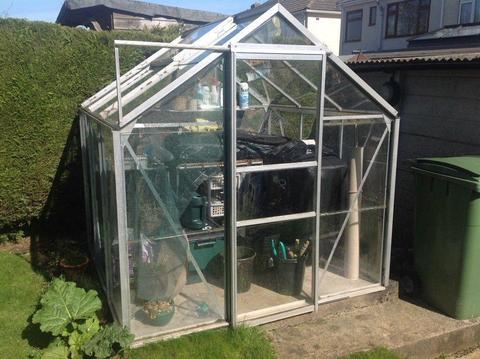 B&Q Aluminium glass greenhouse 6 x 6