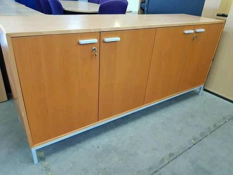 Large four door office storage cupboard with keys