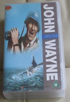 VIDEOS' BOXED SET, JOHN WAYNE 3 FILMS, BLOOD ALLEY, THE SEA CHASE, & OPERATION PACIFIC, g.c