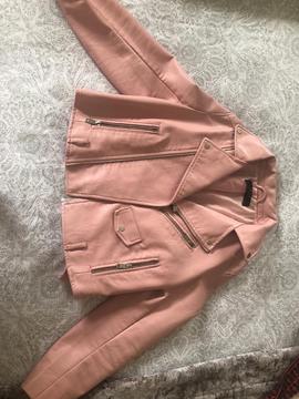 Zara pink leather jacket