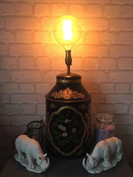 1920’s handpainted tea caddy upcycled to lamp