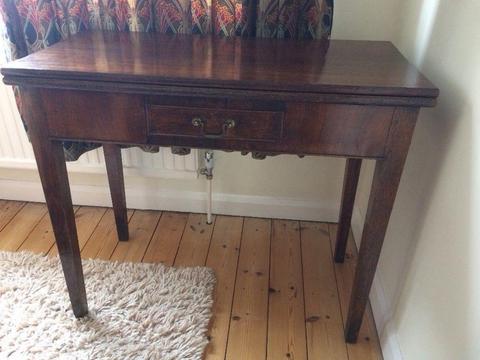 Antique oak folding tea table
