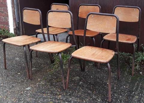 Vintage Six Neeta Stacking Children’s School Chairs Dated 1967