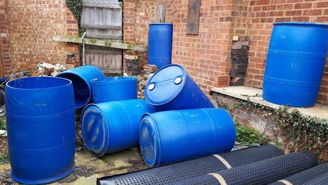 Barrels, 200 litre, tops cut off (ideal for cement mixing), free to collect