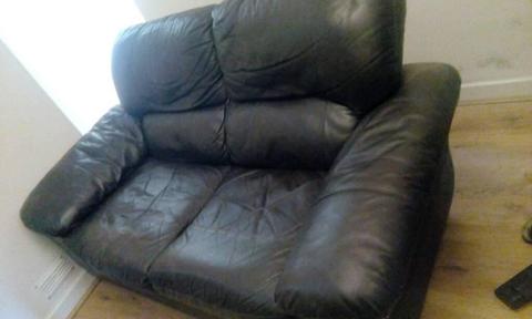 Leather sofa & large footrest