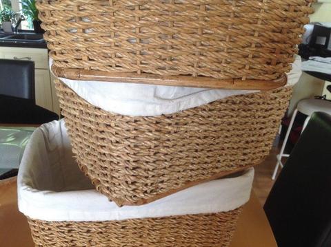 Rattan storage baskets with fabric liners
