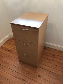 Light Wooden Filing Cabinet with Lock