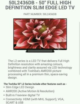 Toshiba 50'' Slim Full Hd Led Tv _ free delivery