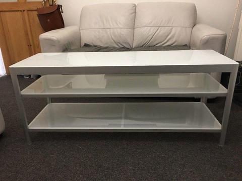 IKEA TV Bench - White/Aluminium/Glass shelving