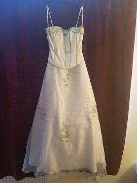 Ivory and green size 8 prom dress