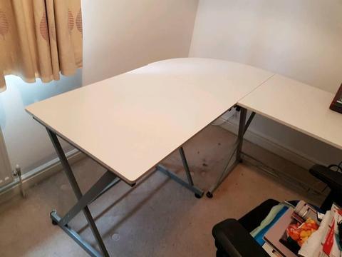 White metal corner desk