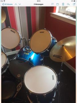 Full size Annon Drum kit with stool, in need of some TLC hence the price £75