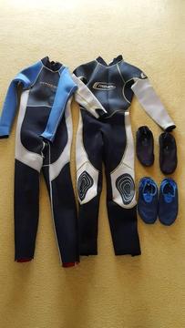 Kids wetsuit and beach shoes