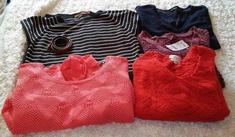 FOUR JUMPERS ONE DRESS/TUNIC SIZE 14 ALL NEXT