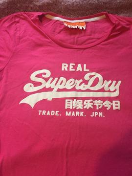 Superdry Pink Logo T Shirt Size L