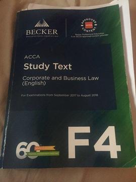 ACCA F4 study text book for exams 2018