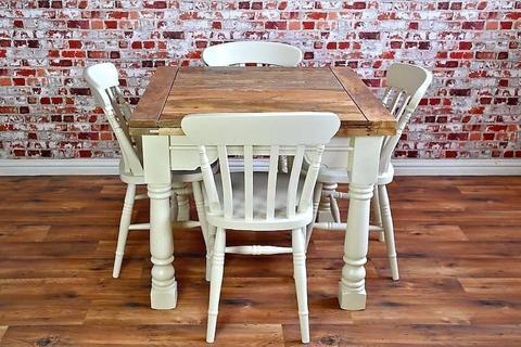 Extending Rustic Farmhouse Dining Table Set - Drop Leaf Painted in Farrow & Ball - Brand New