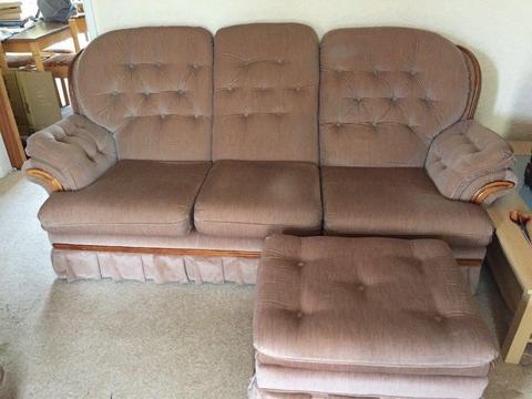 FREE 3 Seater and 2 seater sofa plus pouffe beige