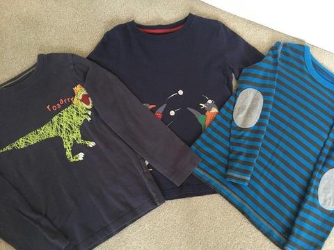 Mini Boden Boys tops bundle. Age 6-7. Great condition. Dinosaur top, penguin top and striped top