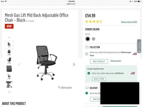 Selling an almost new office chair for 20 (pick up only)