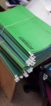 FREE - USED and NEW - A4 Suspension Files - Bulk Lot over 400x - Col: in Green, Blue, Yellow, Brown