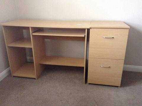 Desk and 2 drawer unit