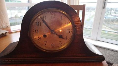 Antique Napoleon Hat Mantle Manual Wind Clock Working Condition