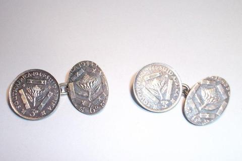 Vintage SILVER Coin Cufflinks. Good Condition - See Ad & Photo's for more details